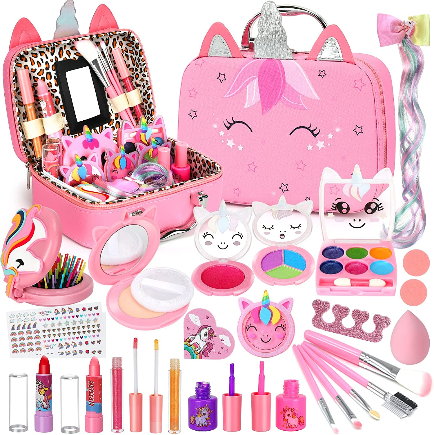 Maquillage Enfant Jouet Filles, Pour Fille De 3 à 10 Ans, Lavable Malette Maquillage Jouet Pour Enfant, Coffret Maquillage Enfant Filles Makeup Set, Cadeau De Noël Anniversaire Jouet