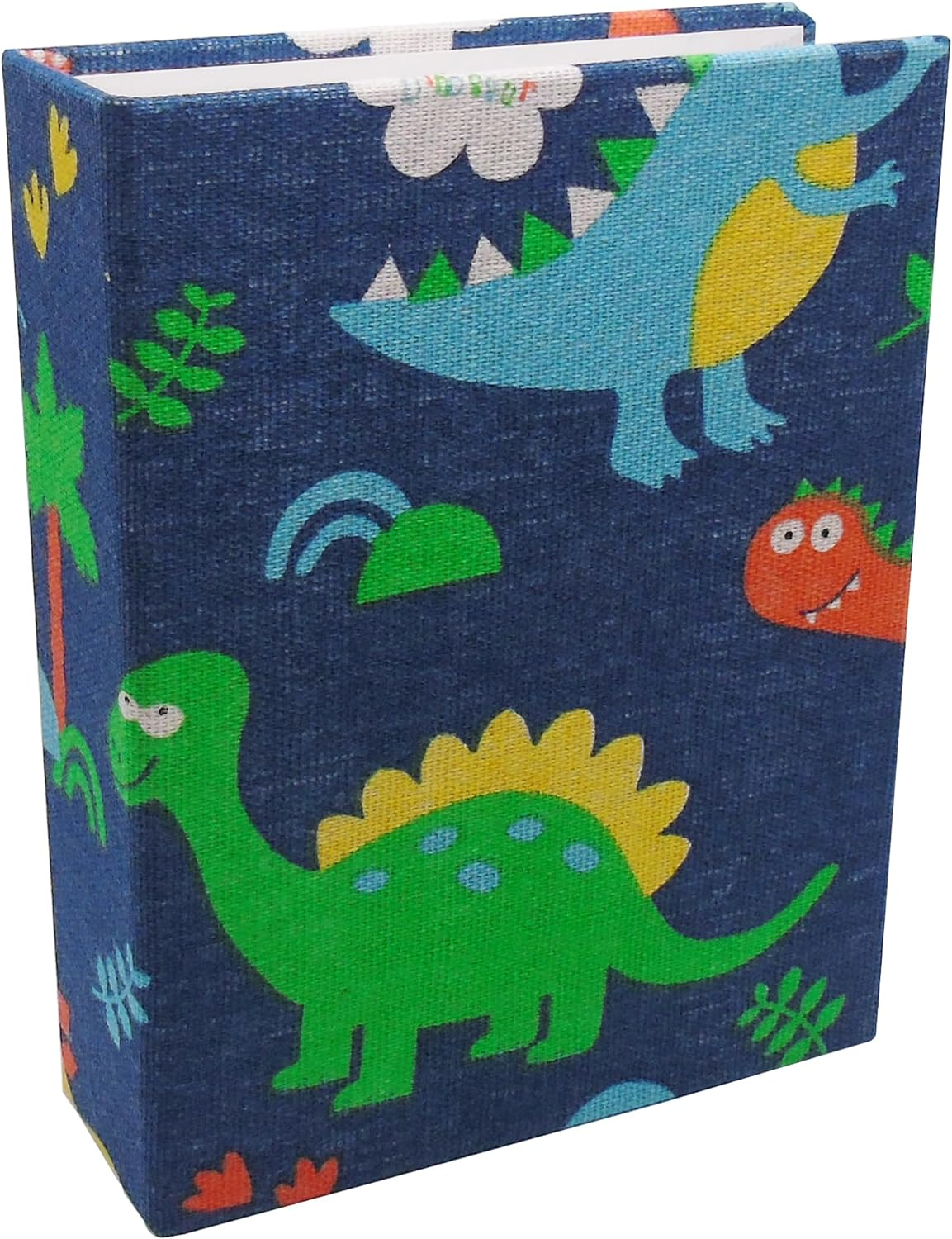 Small Photo Album for Kids, 100 Pockets 4x6 Bookshelf Baby Picture Album, Slip-in Linen Cover Photo Book for Family(Dino)