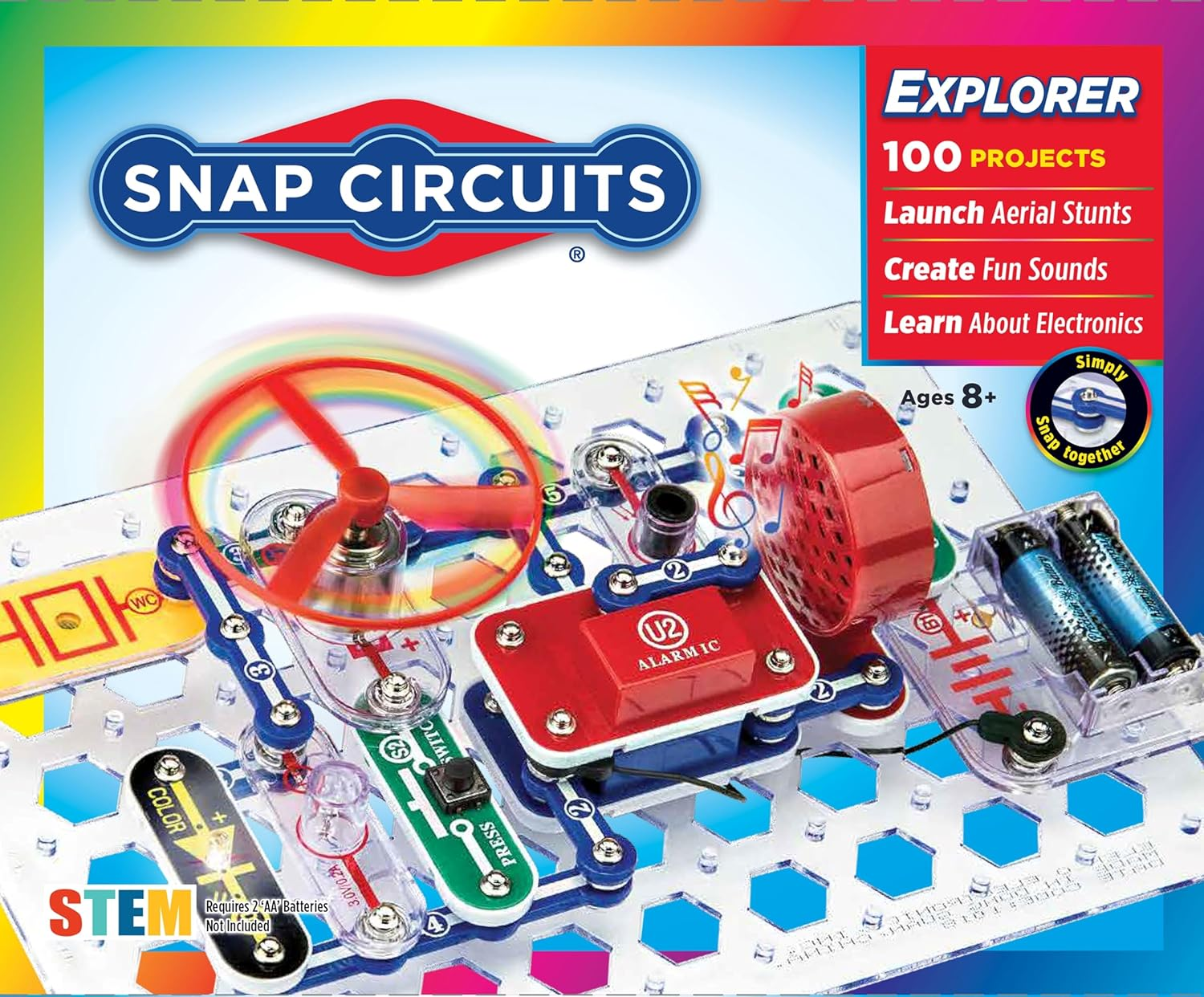 Snap Circuits Jr. SC-100 Electronics Kit for Kids 8+ | 100+ STEM Projects, 28 Parts, Full Color Manual
