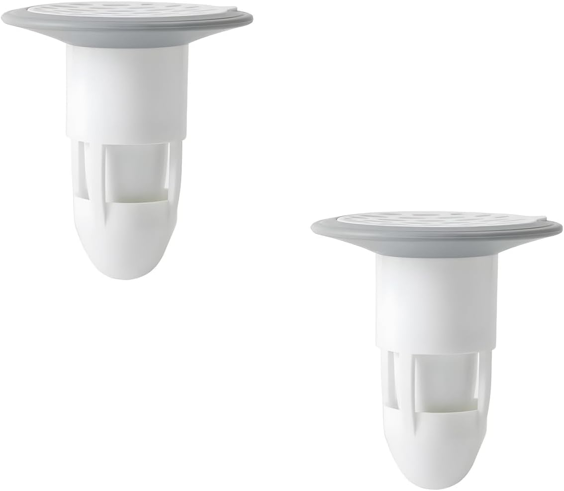 2 Pack Bathroom Floor Drain Shower Floor Drainage Backflow Prevention Valve Bathroom Drainage Fill in Hair Catcher Gas Sealant White