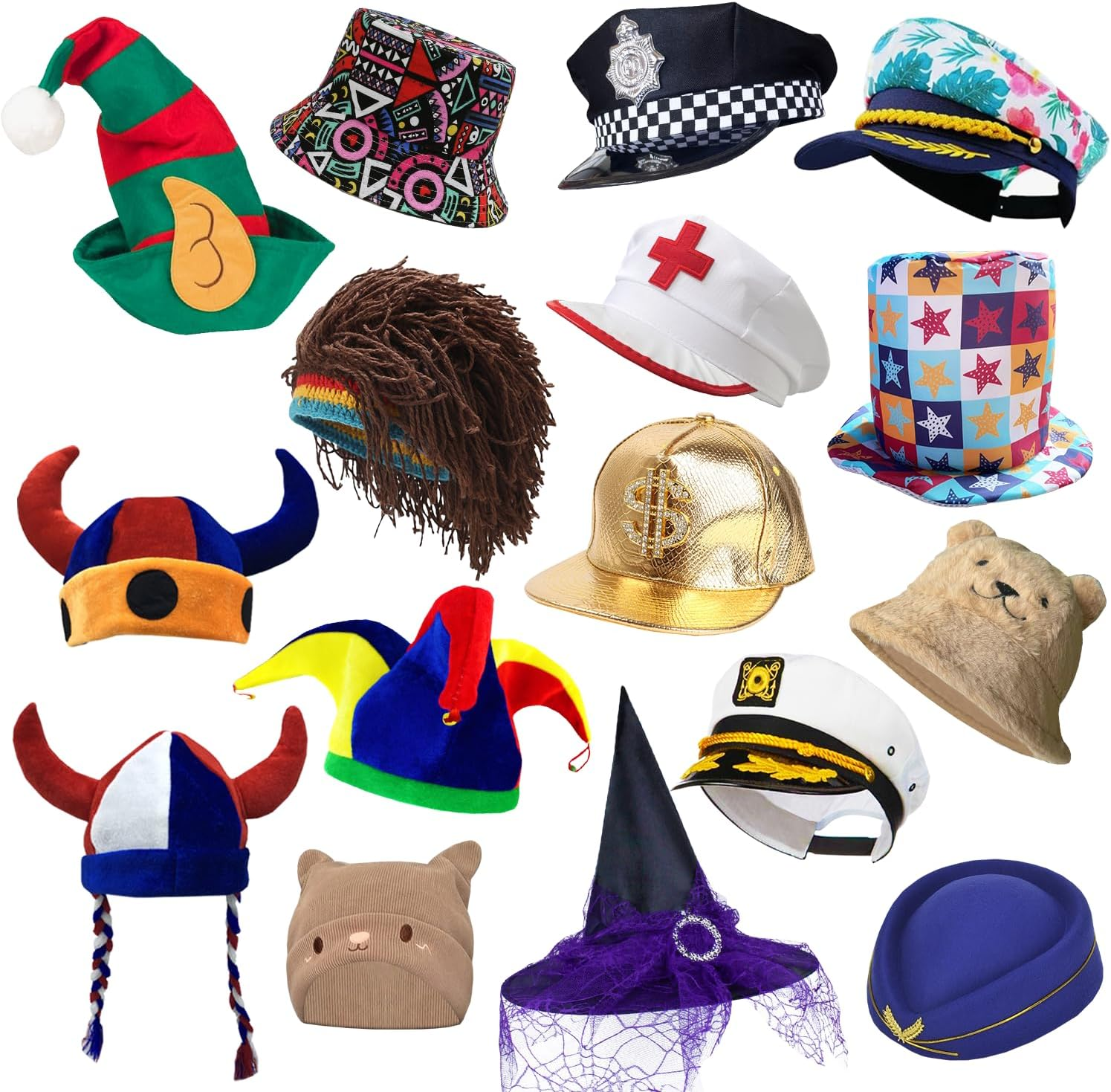 12 Assorted Funny Hats Dress up Costume Hats Crazy Party Hat Photo Booth Props 