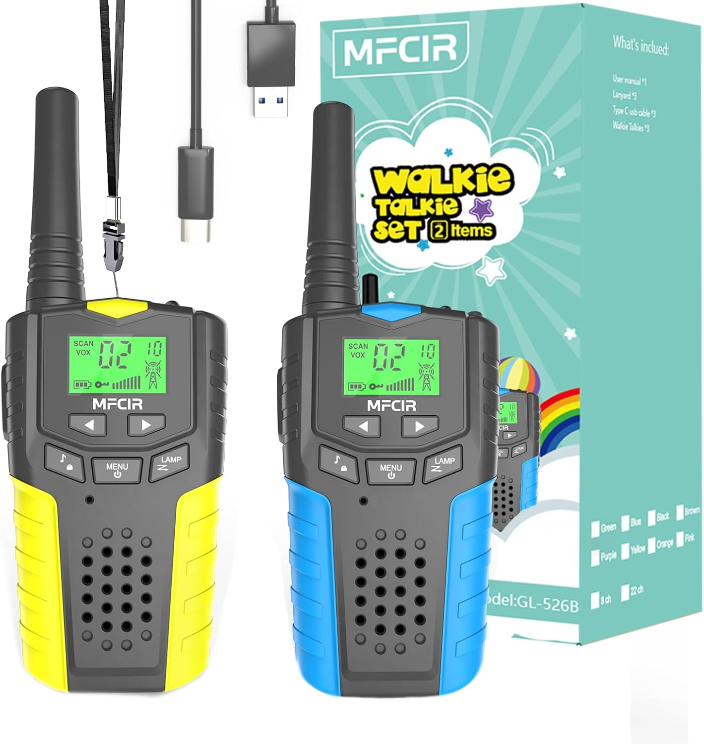 Walkie Talkies for Kids Rechargeable 2 Pack,3 Miles Long Range 22 Channels 2 Way Radio Mini Kid Wakey Takey,Birthday, Toys for Age 3-12 Year Old Boys Girls