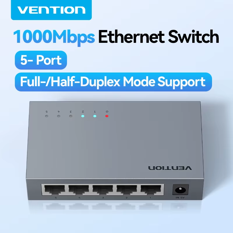 Ethernet Switch 1000Mbps 5 Port Network Smart Switcher for PC Router Lan Hub RJ45 Splitter Adapter Full/Half Duplex