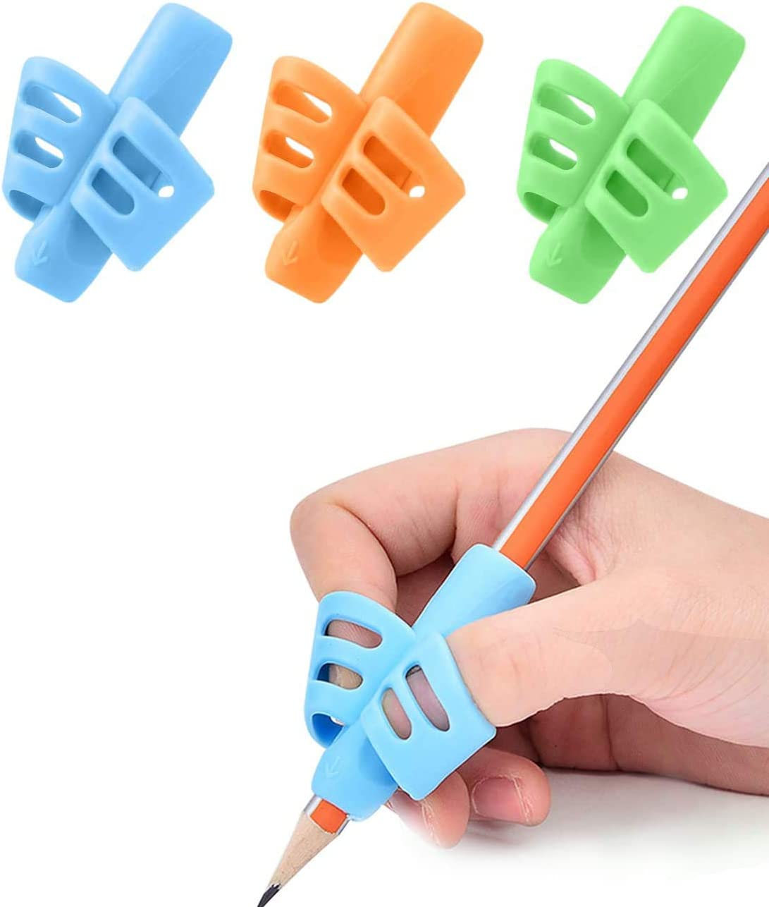 Junelsy Pencil Grips for Kids Handwriting Pencil Gripper Pencil Holder Posture Correction Training Writing AIDS for Preschooler Kids Toddler Children Special Needs (3 PCS)