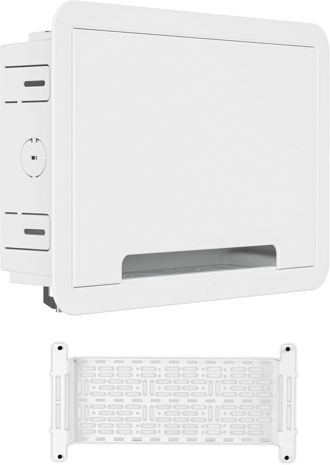 Legrand - Onq Cable Management, In-Wall Media Box, Dual Purpose Structured Wiring Enclosure with Mounting Bracket, Home Networking Panel, 9 Inch, White, ENP0905NAV1