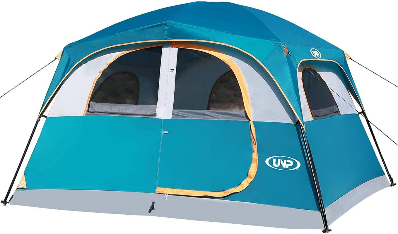 Tents 6 Person Waterproof Windproof Easy Setup,Double Layer Family Camping Tent with 1 Mesh Door & 5 Large Mesh Windows -10'X9'X78In(H)