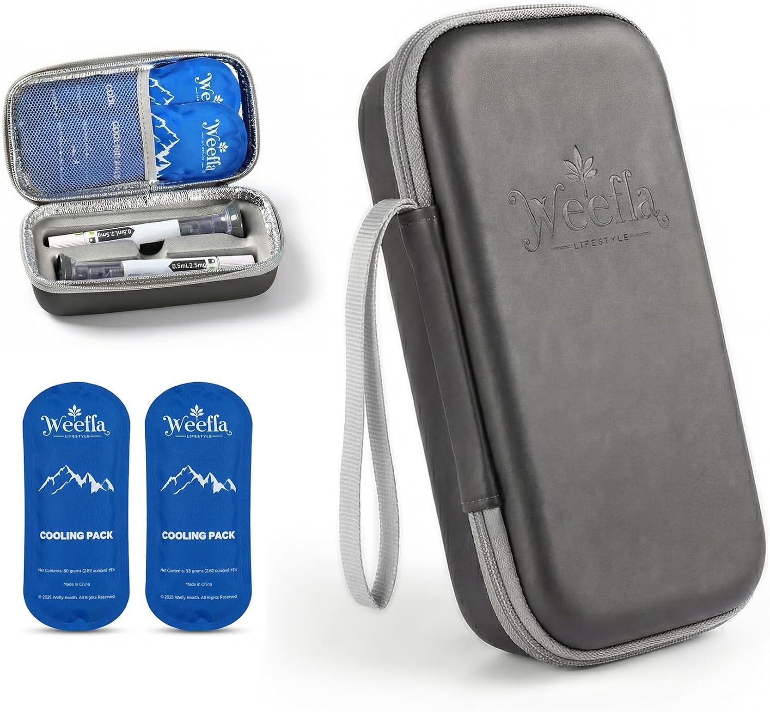 Custom-Fit Insulated Cooler Travel Case for Zepbound or Mounjaro Injector Pen, CASA Approved Cooling Pack, Hard Shell & Easy to Clean, Compact Box for Trip & Daily Use (Starlight Grey, Dual)