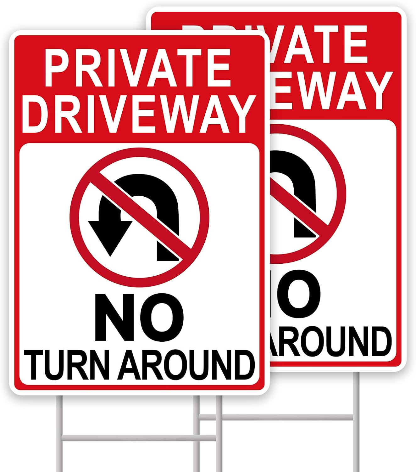 BOTH SIDE サイン ジェノ No Turn Around Driveway Sign, 2 Pack Private Driveway Signs 14