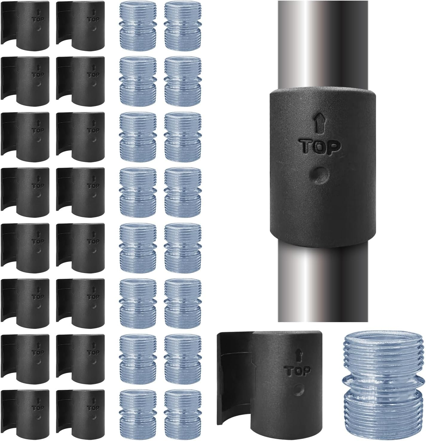 16 Packs 25.4mm Metal Rack Connector and 32 Packs Wire Shelving Shelf Lock Clips and for Extending Wire Rack Shelving