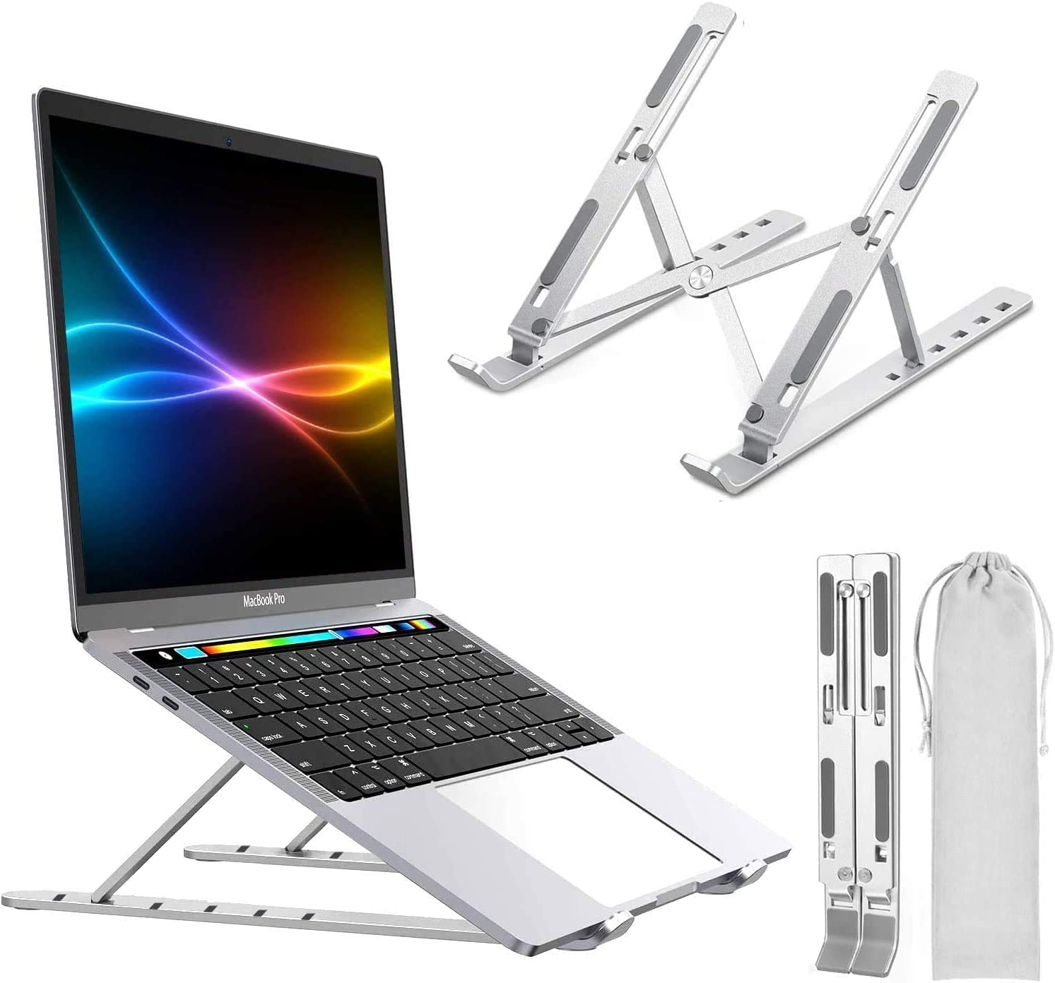 Laptop Stand Portable Adjustable Tablet Computer Stand Aluminum Alloy Folding Laptop Stand Compatible MacBook Air Pro, HP More 10-15.6