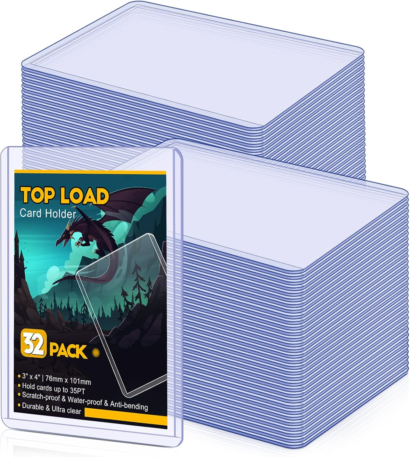 32 Count Topload Card Holder, Sooez 35PT Topload Card Protector, 3