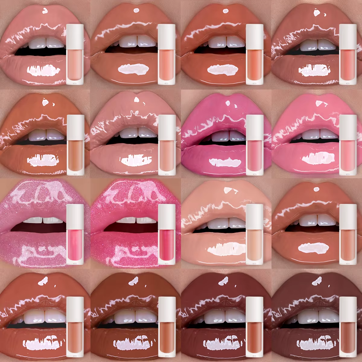 Custom Private Label Lip Plumping Vegan Liquid Glitter Makeup Lip Gloss High Pigment Shimmer Shiny Lip Gloss