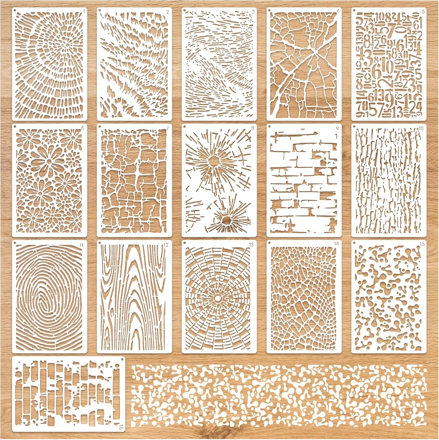 16 Pieces Stencils for Painting Abstract Texture Mixed Media Art Supplies Crafts