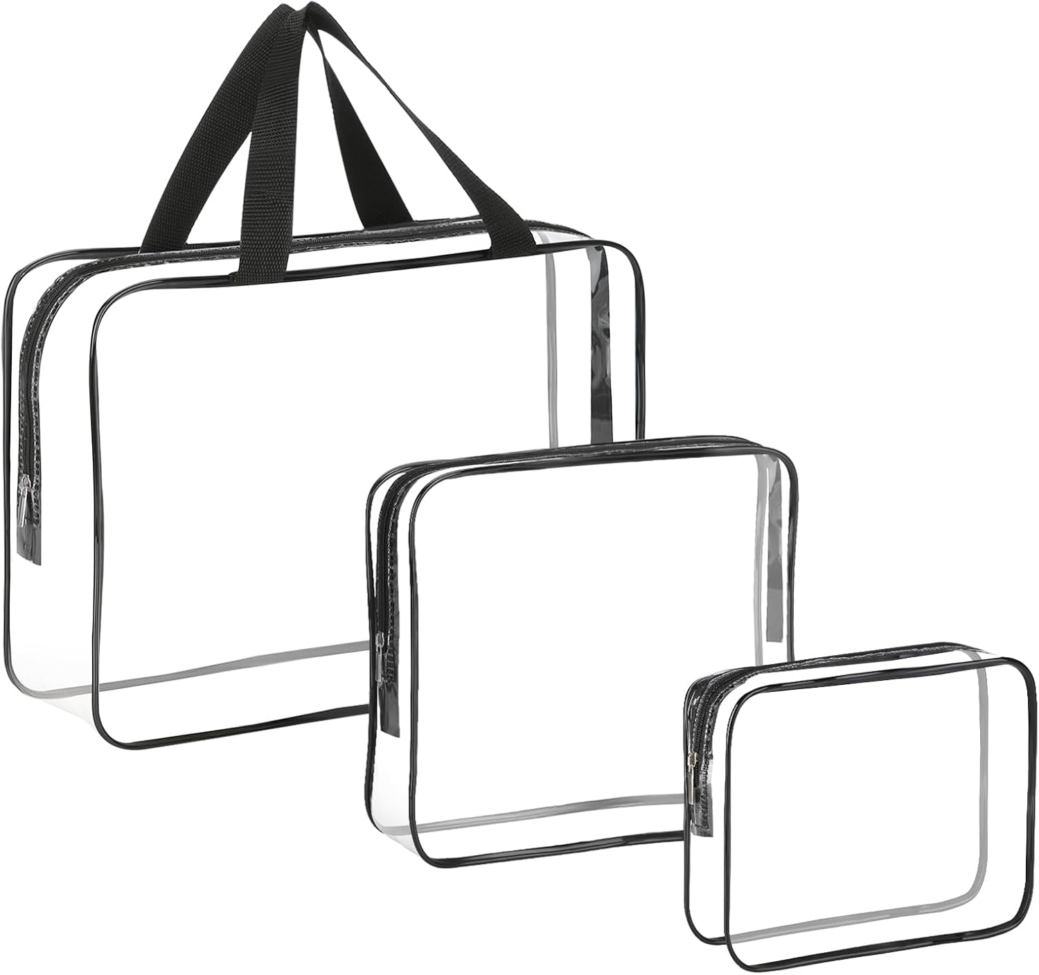 3 Bolsas de Viaje Transparentes Grandes Impermeables para Cosméticos Maquillaje