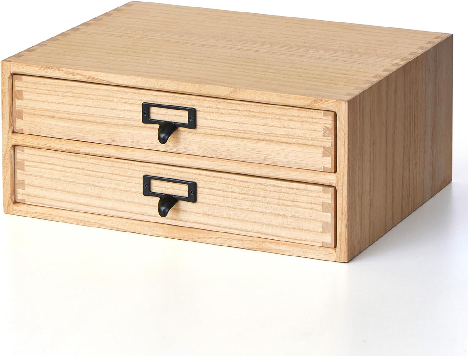 Wooden Desktop Drawer Organiser, 2 Drawers, A4 Storage, Natural | Paulownia Wood; 2 Pull-Out Drawers; Stores A4 Paper, Letters, Stationery, Craft Supplies and Small Accessories