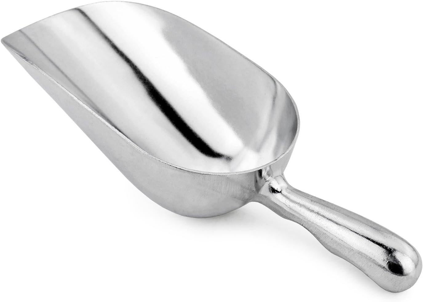 34547 One-Piece Cast Aluminum round Bottom Bar Ice Flour Utility Scoop, 24 -Ounce, Silver (Hand Wash Only)