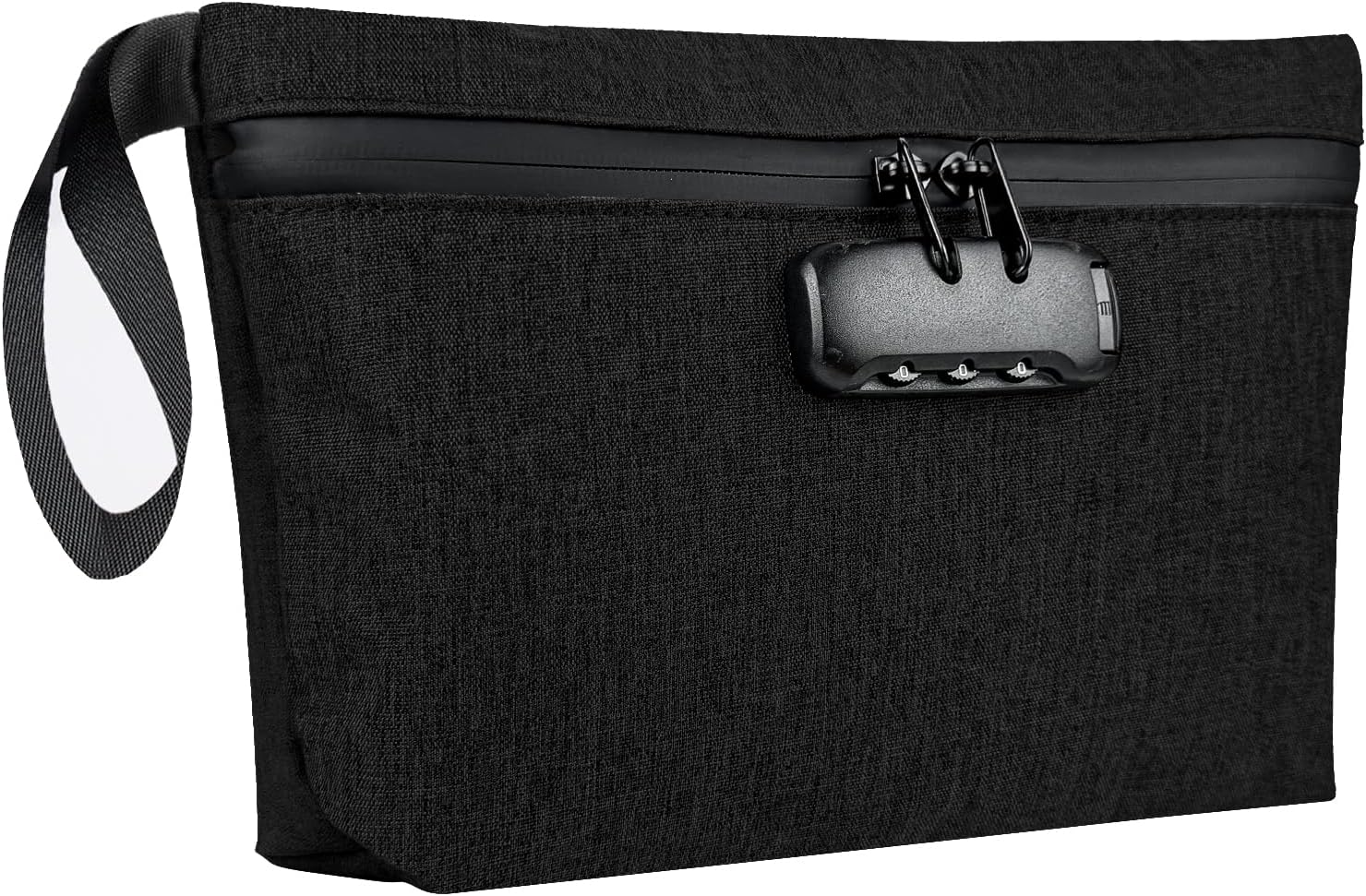 Smell Proof Bag with Combination Lock 12.5 Inch X 7.5 Inch Waterproof Zipper Organizer for Travel Tote Bag Black