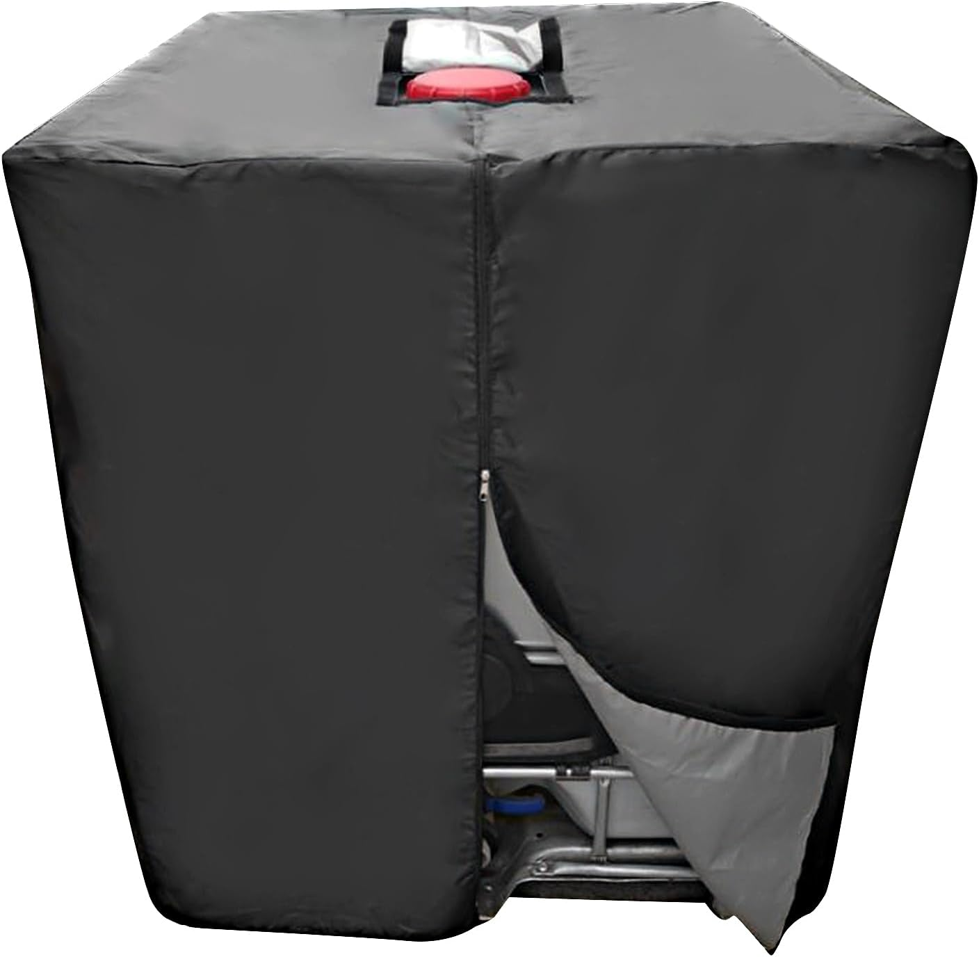 IBC Tote Protective Cover for 275 Gallon (1000L) Outdoor Rain Barrel Tank, Waterproof, 210D Oxford Cloth (Black), 120*116*100 Cm