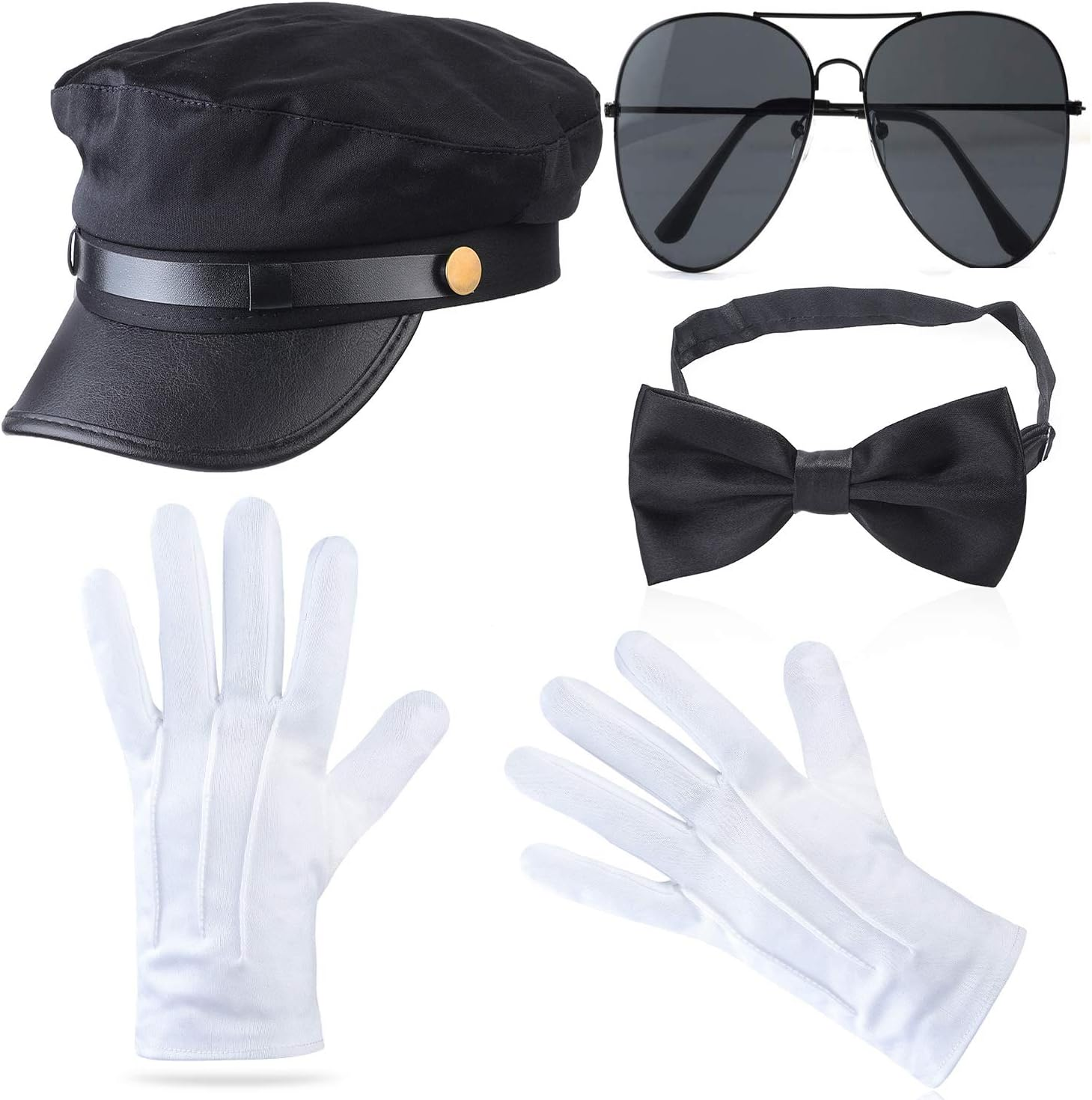 Beefunny Chauffeur Costume Limo Taxi Driver Hat Gloves Set - Picture 2 of 14