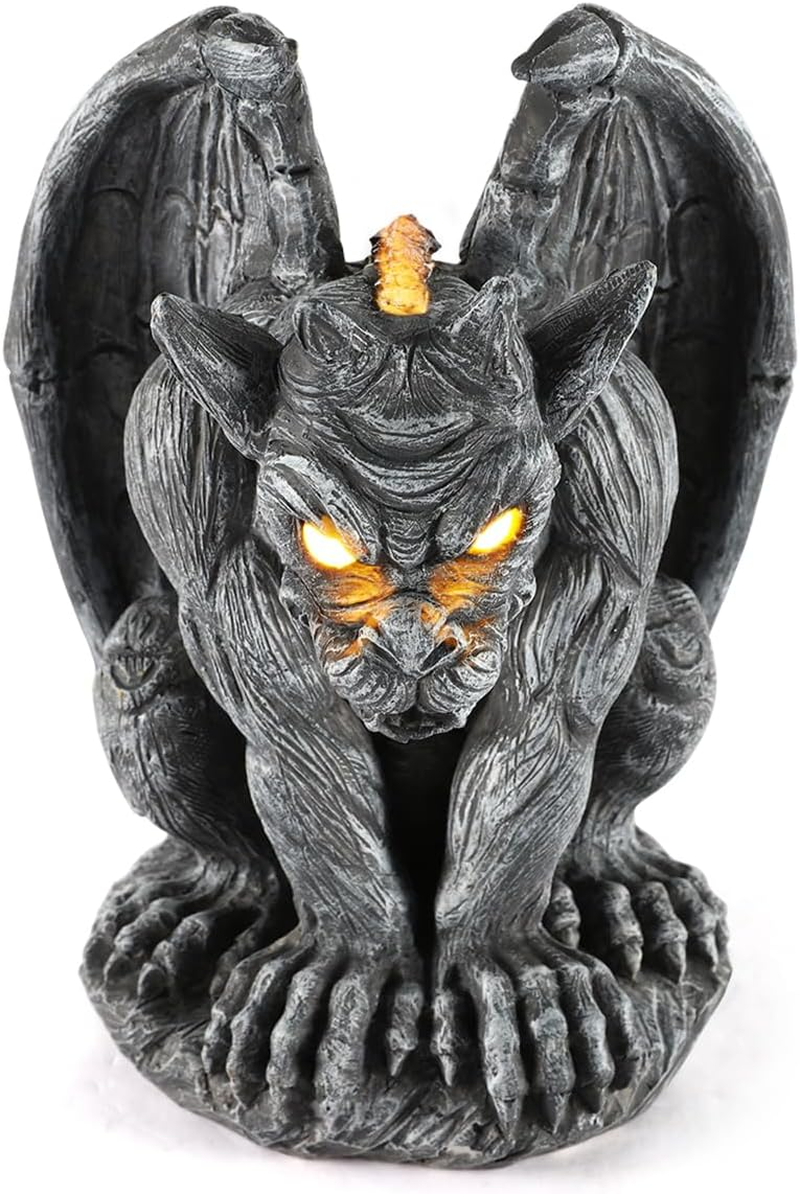 Large Winged Gargoyle Statue with Solar Lights Outdoor Gargoyle Statue Garden Guardian Sculpture Figurine Gothic Decor Gargoyle Monster Dragon Creep Scary Sculpture Patio Yard Lawn