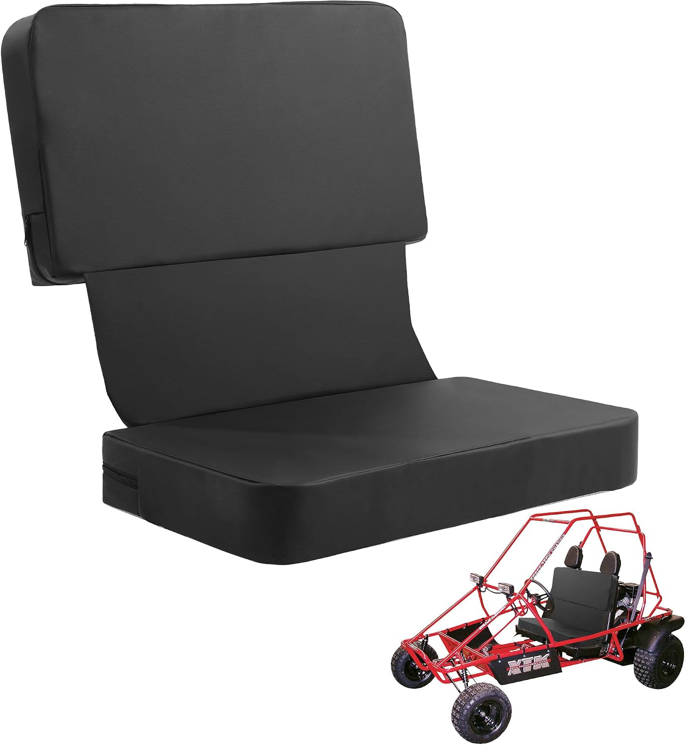 Go Kart Seat for Two Seater, PU Go Cart Seats 2 Person with Elastic Strap, Waterproof Go-Kart Car Double Seat Cushion, Go Kart Parts and Accessories Fit Cars, Truck, SUV, Vans