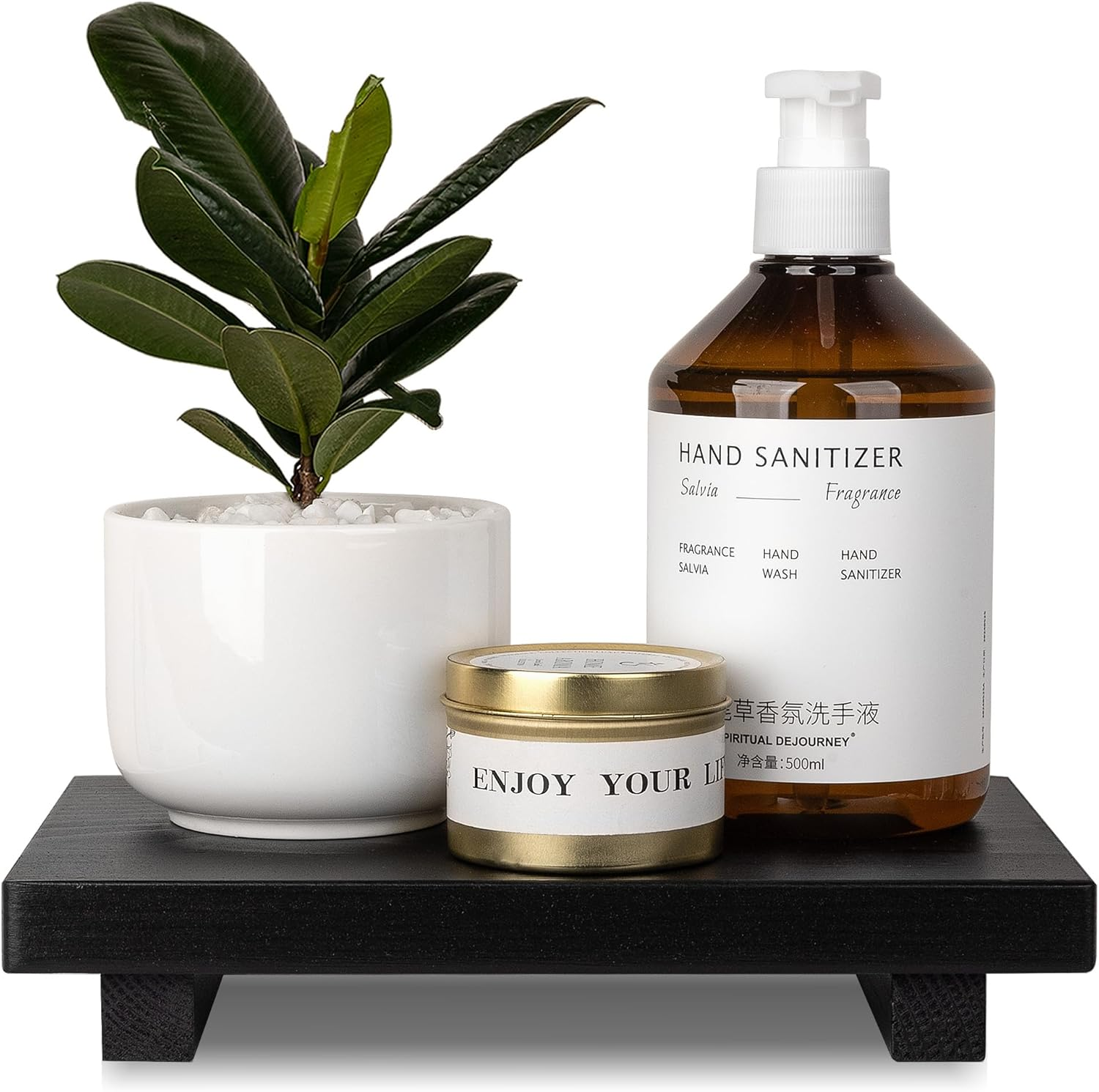 Bathroom Counter Organizer Wood Pedestal Stand Farmhouse 9