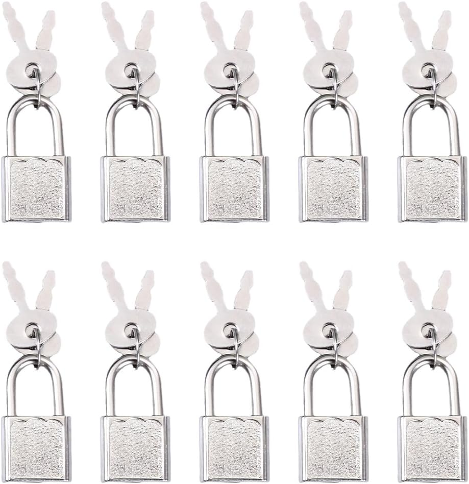 10Pcs Mini Cute Diary Padlock Tiny Luggage Lock with Keys Small Locks for J...
