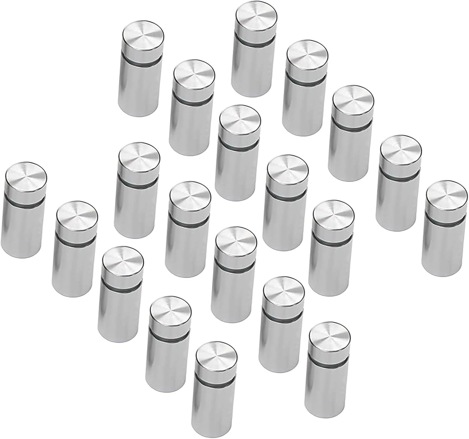 Glass Fasteners for Advertisement Stands, 12 Mm Stainless Steel Hollow Tube Standoffs with Brushed Nickel Finish, 20-Pack, 12X33 Mm