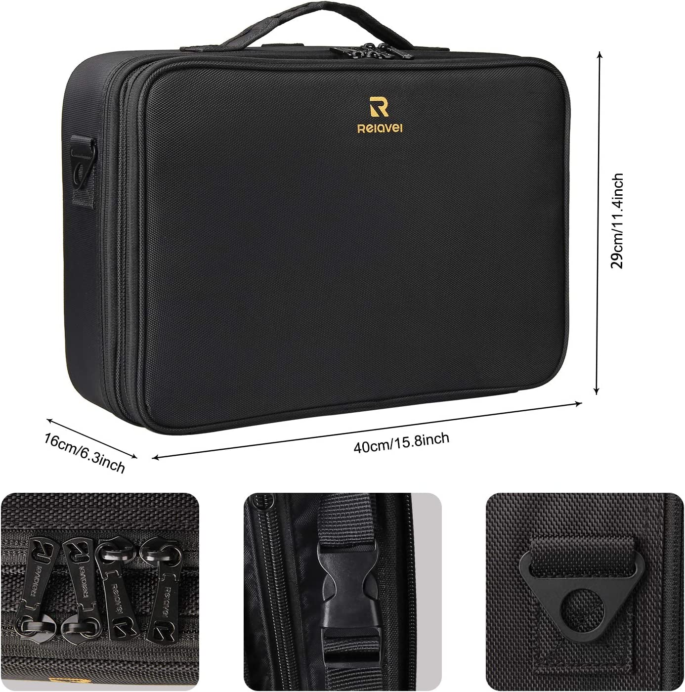 Samtour Makeup Train Case Cosmetic Bag Professional Brush Organizer and Stora... - Picture 6 of 11