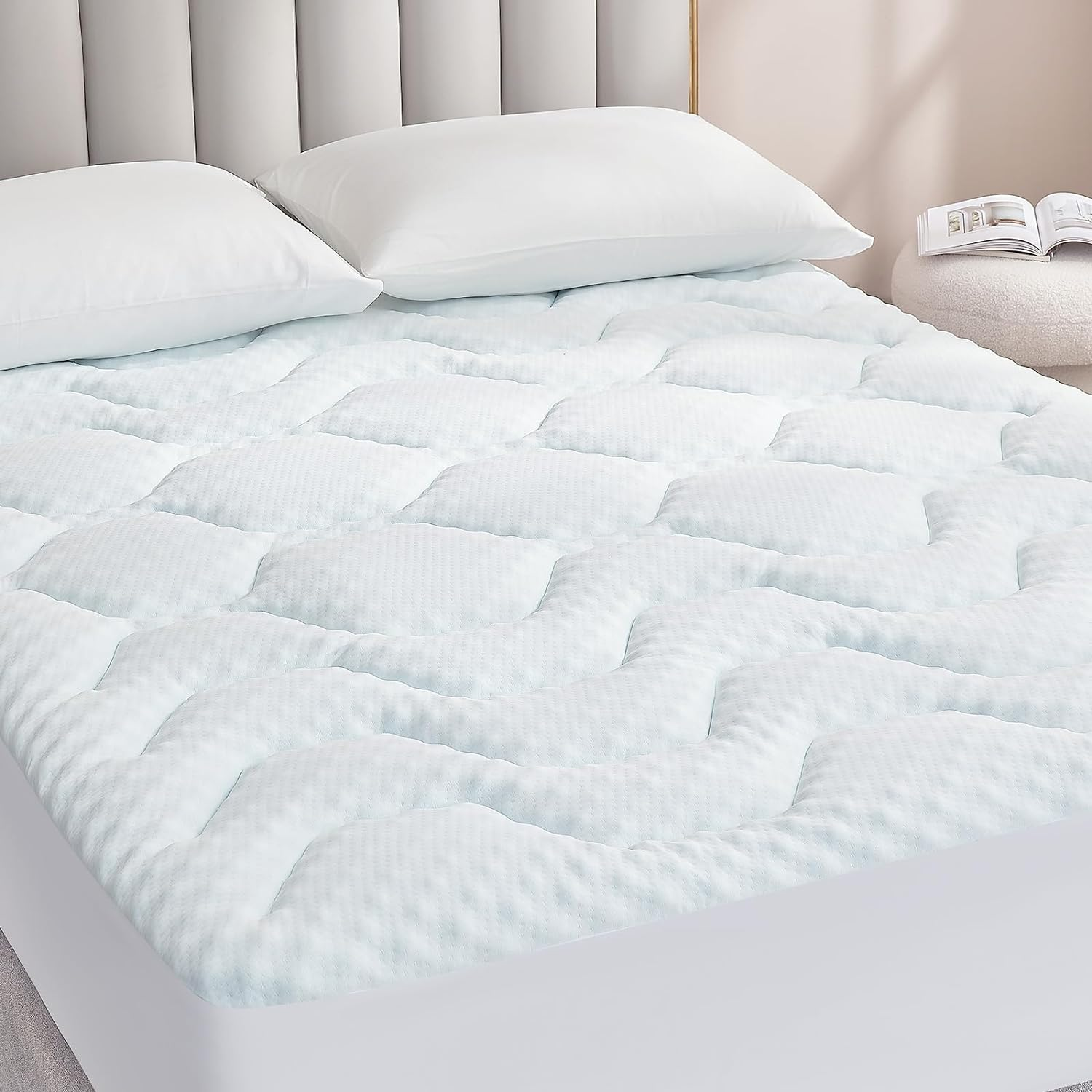 Topper Matrimoniale 160X190, Memory Foam Coprimaterasso Respirabile Con Tasca Extra Profonda, Bianco