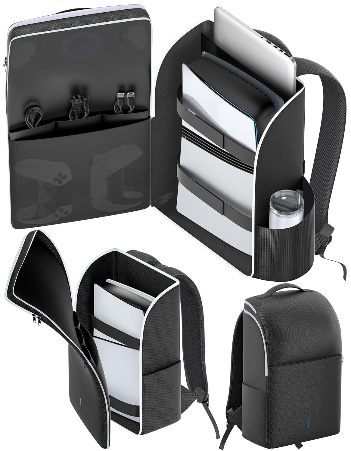 Backpack for PS5/ Slim/ Pro Console, Full Protection PS5 Carrying Case Travel Bag, Large Capacity PS 5 Storage Bag for Dual Controllers, PS Portal, Laptop, Game Cards, Sony PSP Accessory Kits