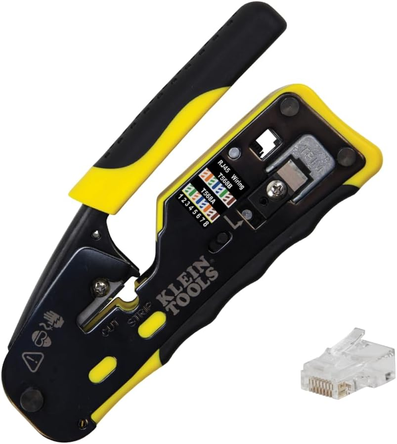 80024 Ratcheting Data Cable and RJ45 Crimp Tool with CAT6 Plug 50-Pack, Pass Thru Installation Tool Kit