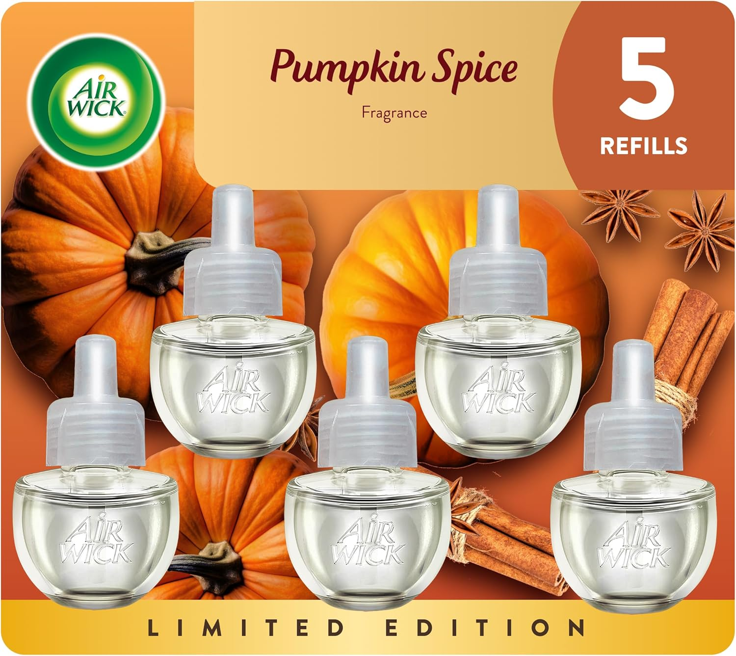 Plug Refills, Pumpkin Spice Scent, Essential Oils,5 Count