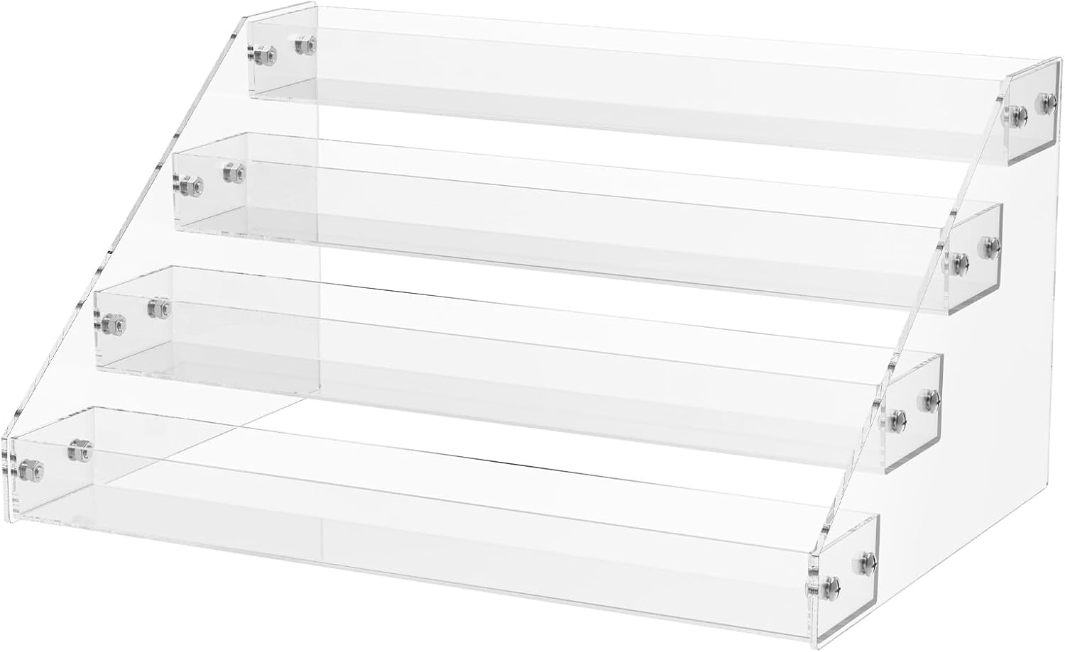 Clear Acrylic CD Holder, 4-Tier Cascading CD Storage Rack, DVD/CD Display Rack Holds up to 32 Standard CD Cases for Media Shelf Storage and Organization (4-Tier)