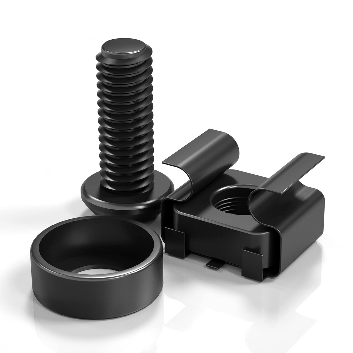 50 PCS M6 x16mm Rack Mount Cage Nuts, Screws and Washers for Rack Mount Server Cabinet,Rack Mount Server Shelves,Routers,Rack Mount Screws and Square Insert Nuts,Self-Locking Cable Ties for Free