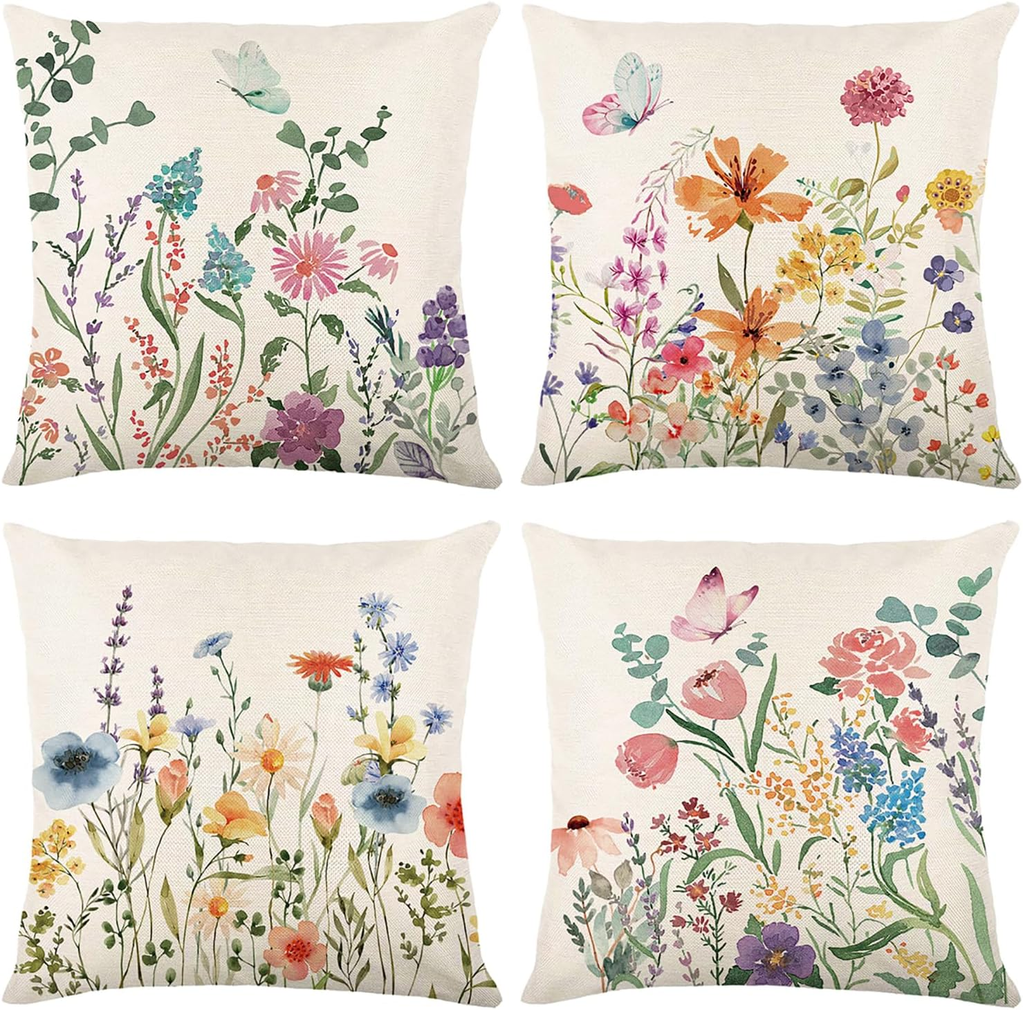 Spring Decorations for Home - Spring Pillow Covers 18X18, Outdoor Pillow Covers Springtime Farmhouse Throw Pillow Cover Garden Linen Cushion Case for Home Decor