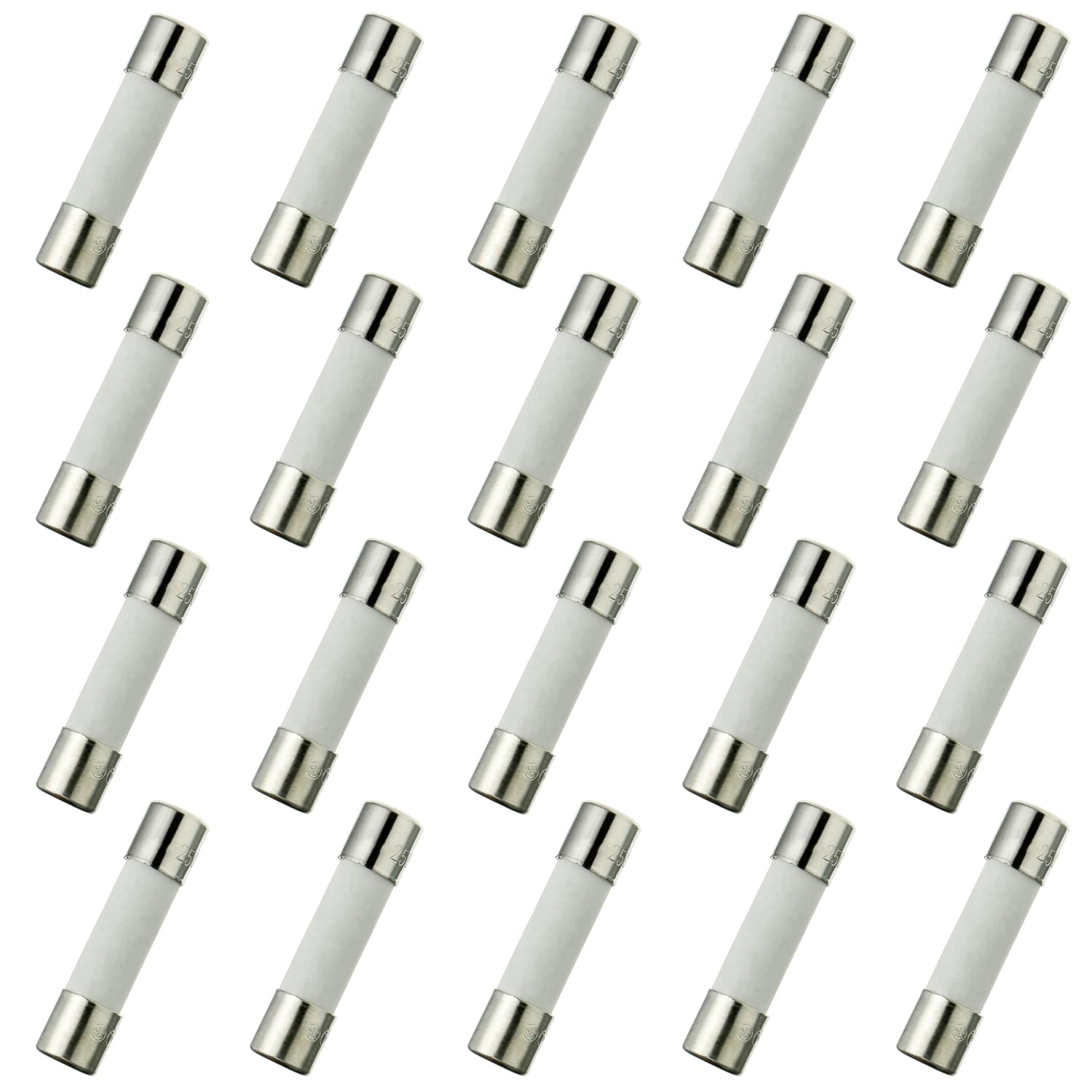 T5AH250V 5X20Mm 5A 250V Slow-Blow Ceramic Fuses 5 Amp 250 Volt 0.2X0.78 Inch Ceramic Tube Time-Delay Fuses (Pack of 20)