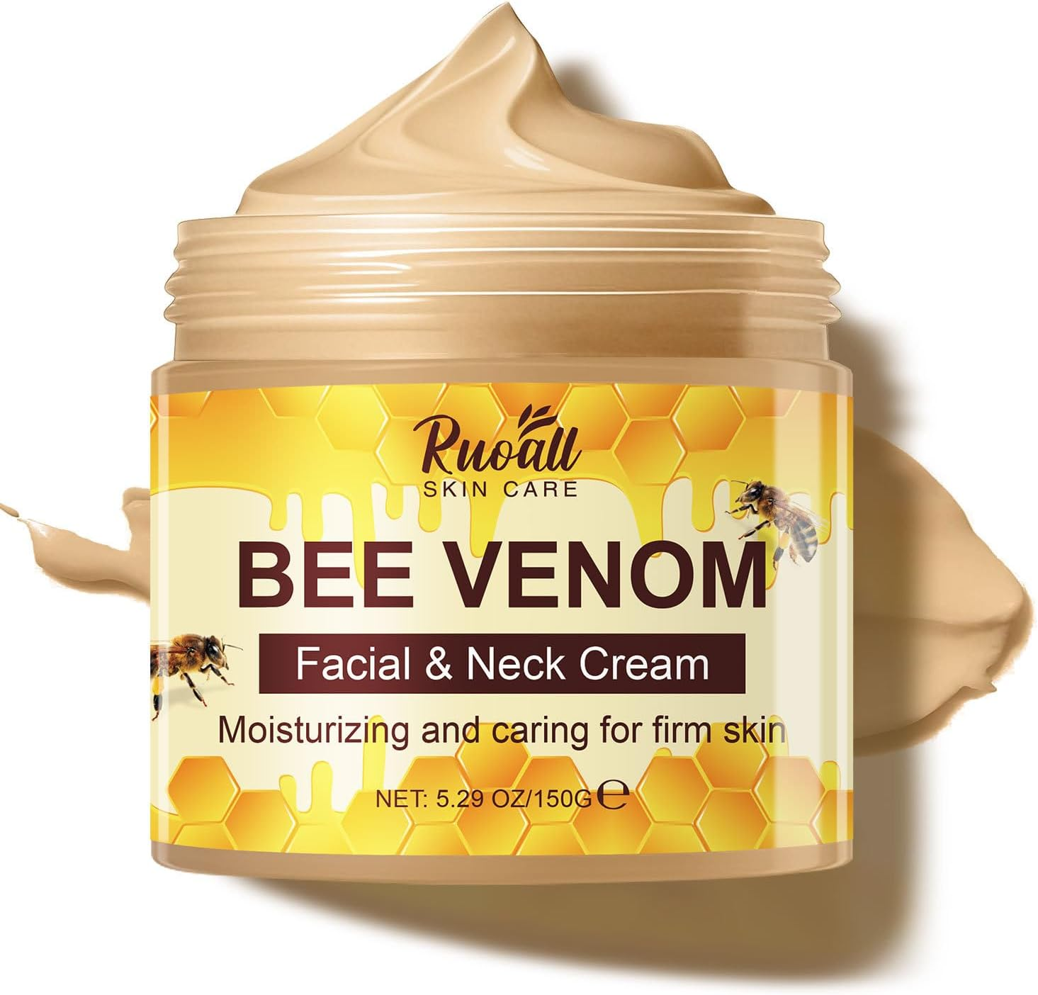 Bee Venom Neck Firming Cream 150G, Anti-Aging Moisturizer for Sagging Skin, Wrinkle Reduction & Double Chin Tightening Treatment for Women, Lifting Cream for Neck and Décolleté