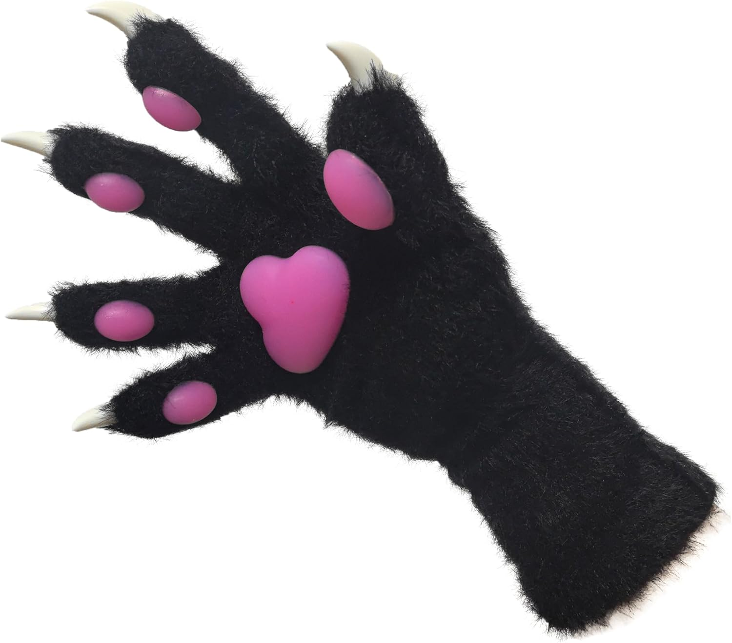 Fursuit Fluorescence Paws Gloves with Pink Pads Luminous Ver, Kigurumi Paws, White Plush Kig Style