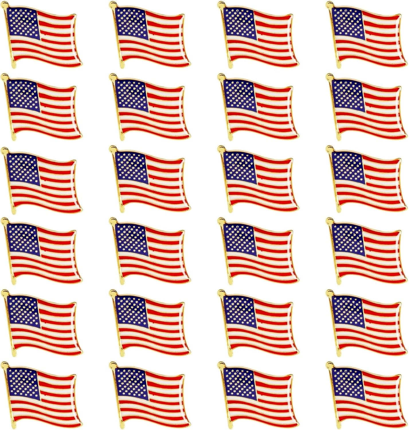 Juvale 24 Pack USA American Flag Lapel Pins, Patriotic US Flag Pins for July 4Th, National Day, Celebrations & Decorations (0.7 X 0.38 X 0.6 Inches)