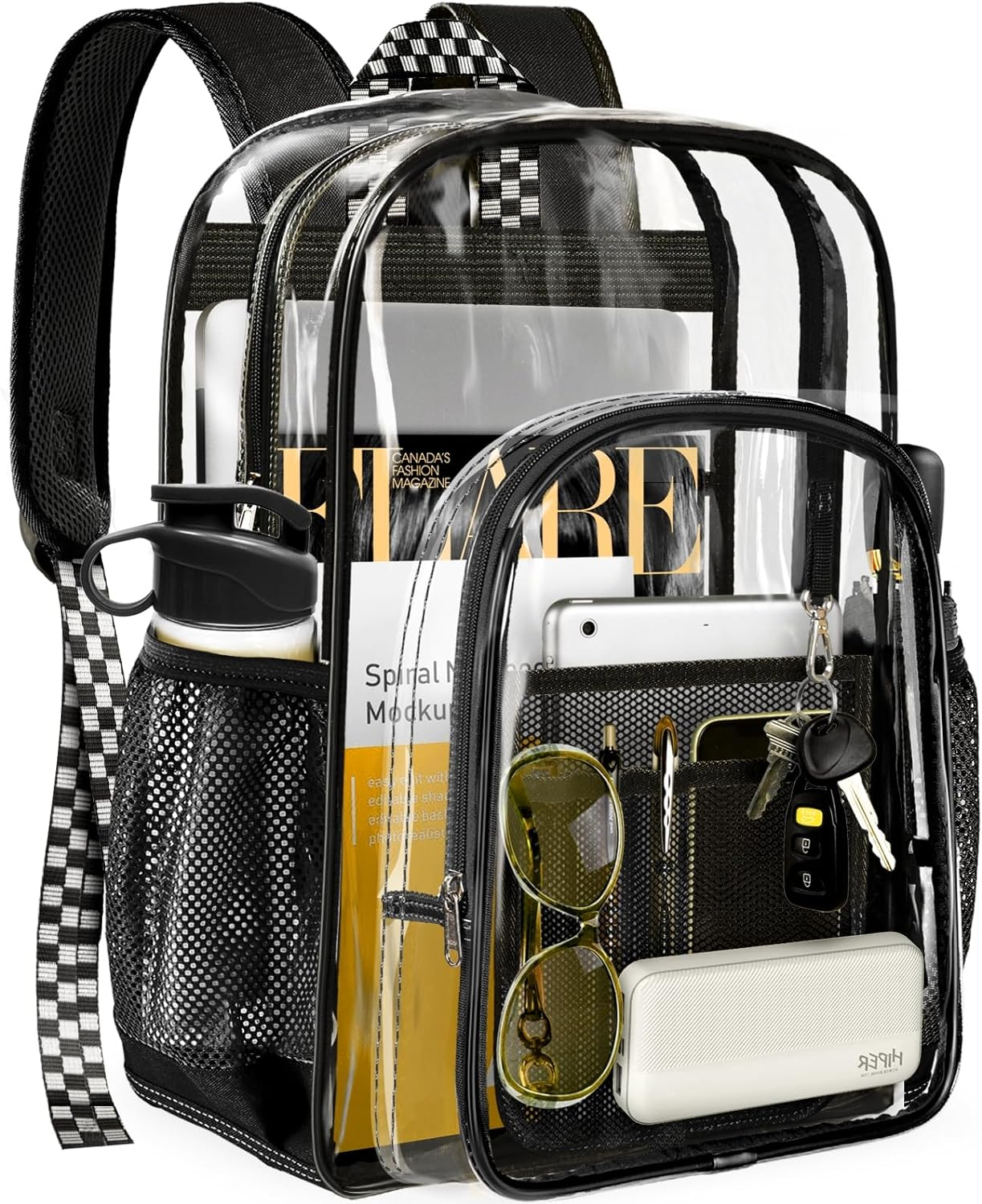 Heavy Duty Clear Backpack School Backpack, PVC Transparent See Through Bookbag Woddtery Clear Backpack - Heavy Duty PVC Transparent  main image 3