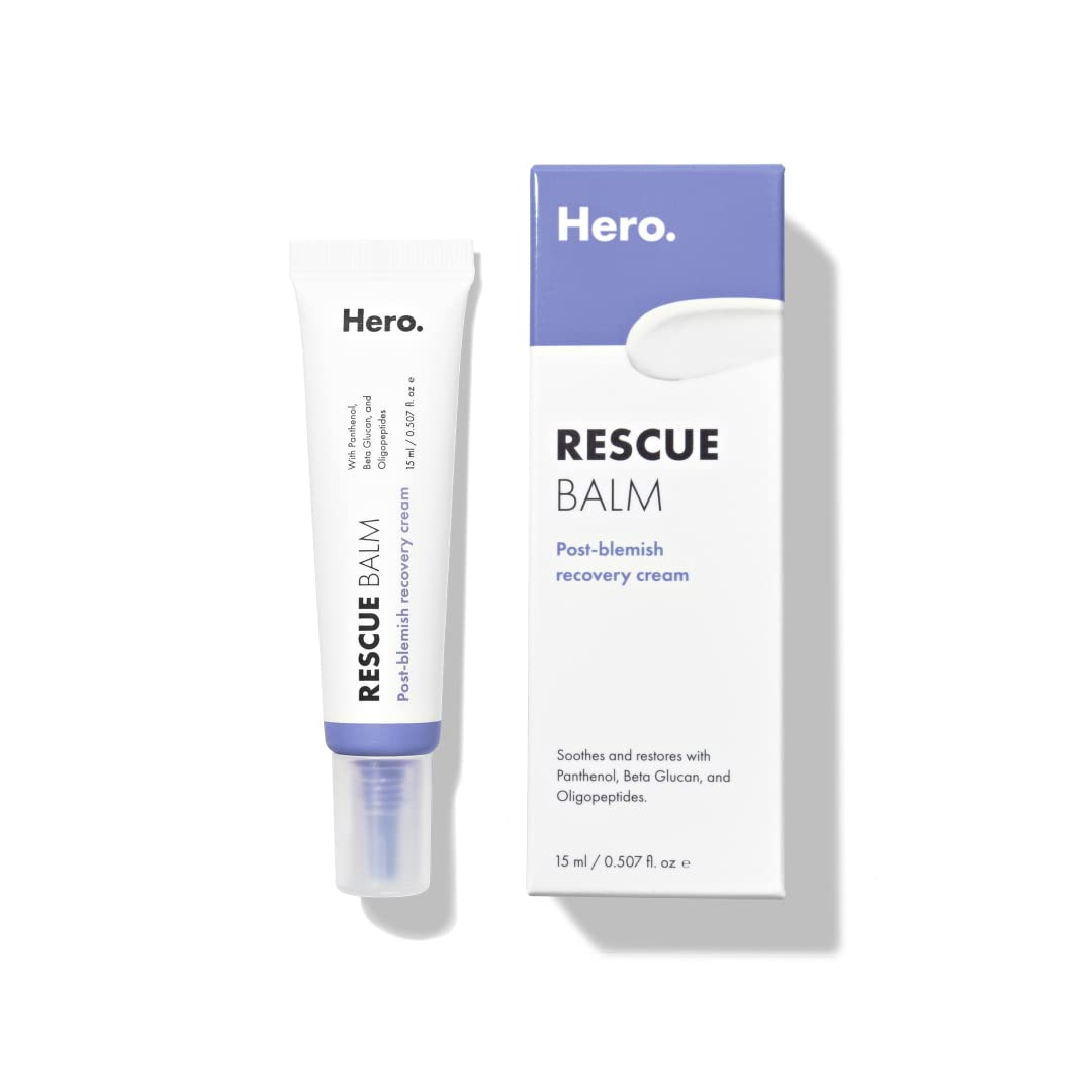 Rescue Balm Post-Blemish Recovery Cream from Hero Cosmetics - Intensive Nourishing and Calming for Dry, Red-Looking Skin - Dermatologist Tested and Vegan-Friendly (15 Ml, 0.5 Fl. Oz)