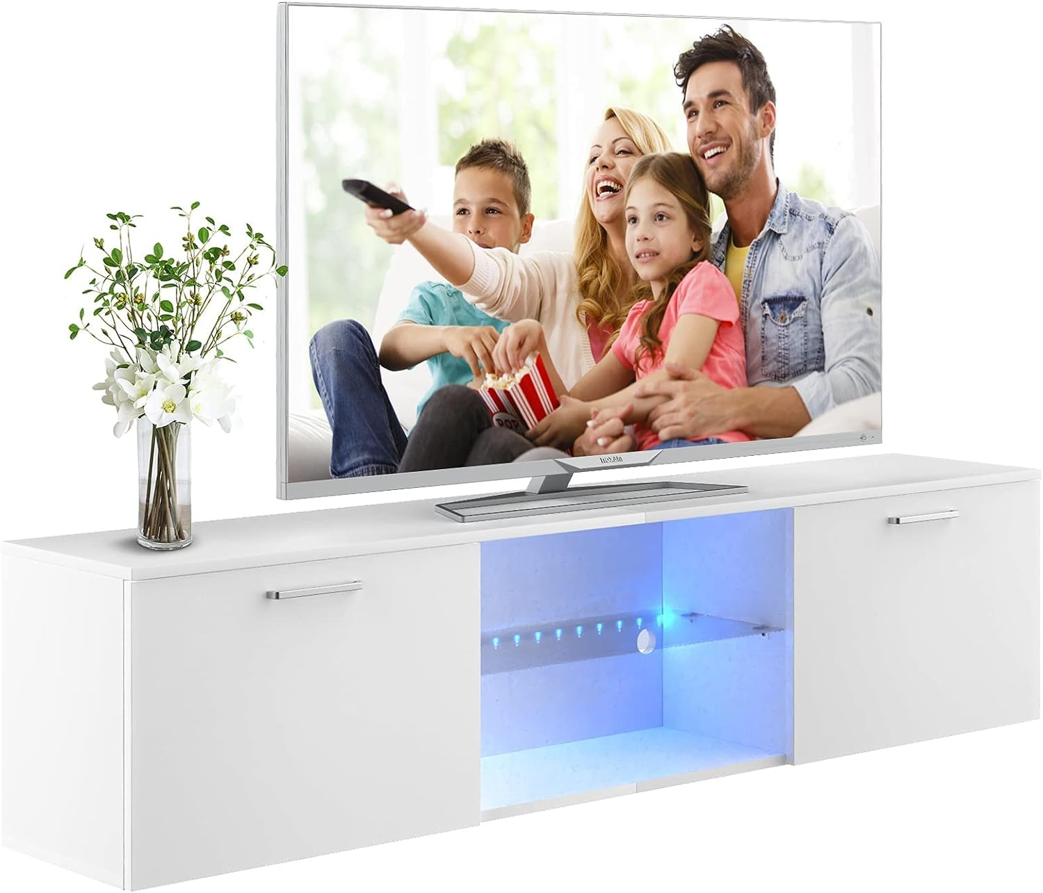 Advwin TV Unit Cabinet, 160cm Entertainment Unit, Wooden TV Stand Cabinet, Mo... - Picture 10 of 13