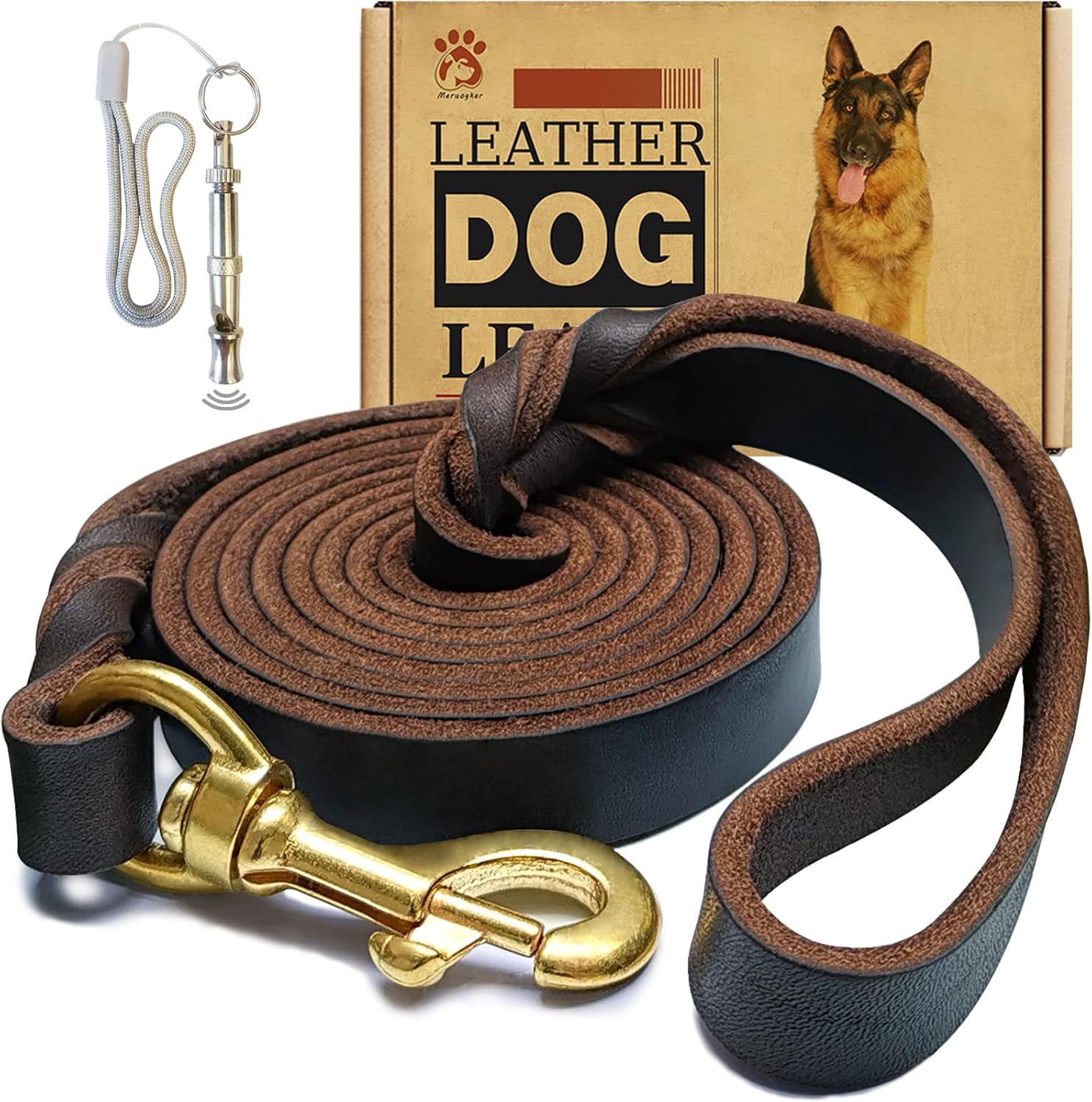 Leather Dog Leash 6Ft X 3/4 Inch Strong Heavy Duty Genuine 6FT*3/4in Brown New