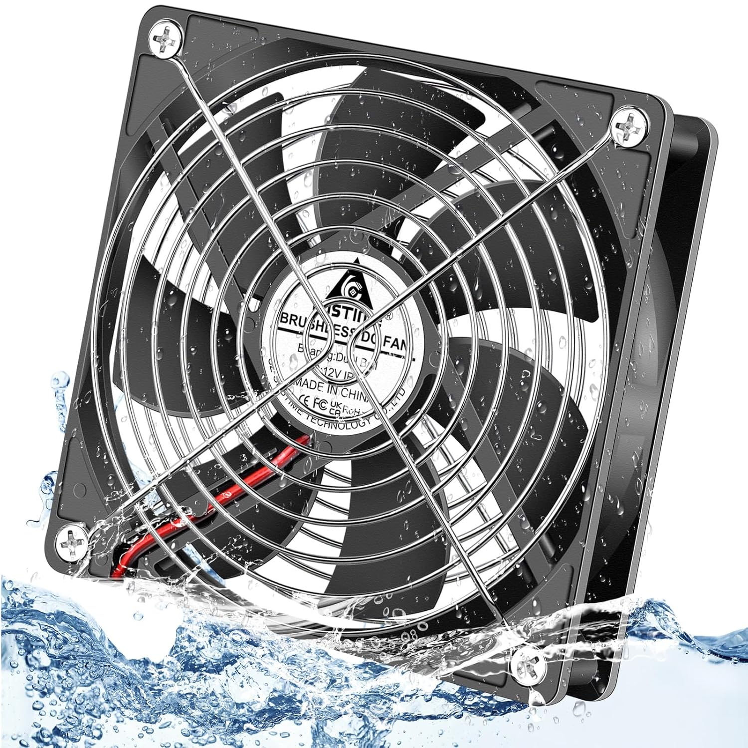 120Mm X 25Mm 12V DC IP67 Waterproof Fan High Speed Dual Ball Bearing Brushless Computer PC Case Cooling Fans 2-Pin for RV Fridge Fume Extractor Battery Box Outdoor Cabinet Small Greenhouse