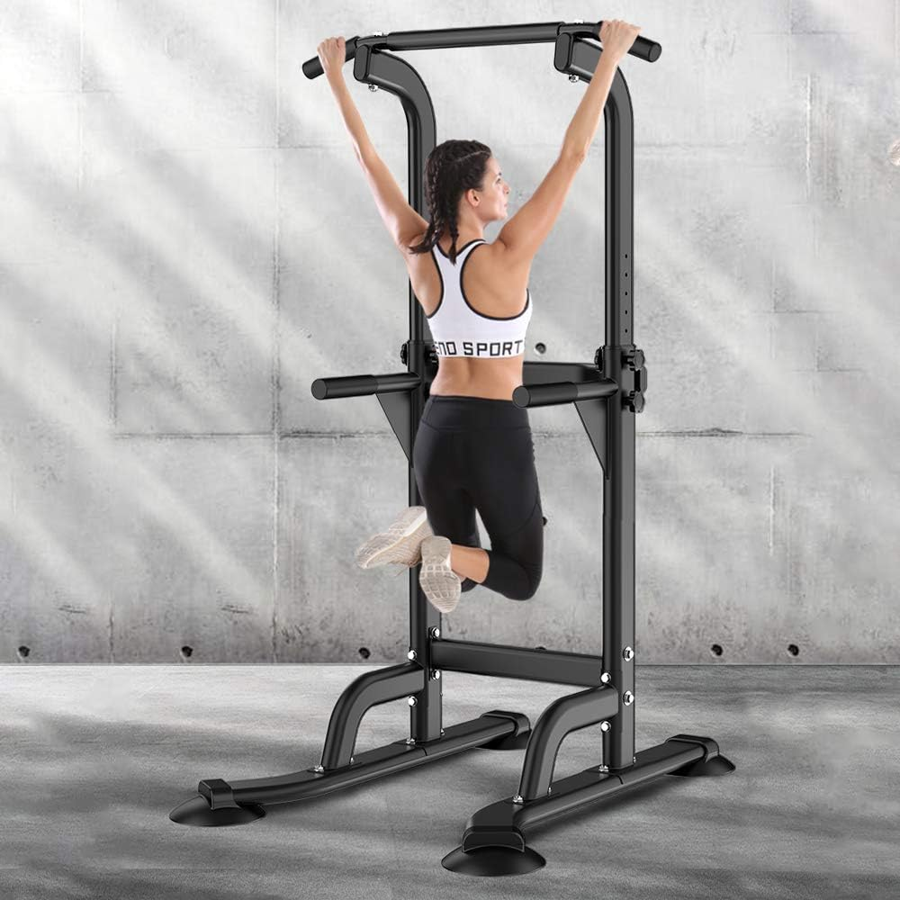 Sogespower Power Tower Dip Station Pull up Bar for Home Gym Adjustable Height Strength Training Workout Equipment,Pull up Bar Station