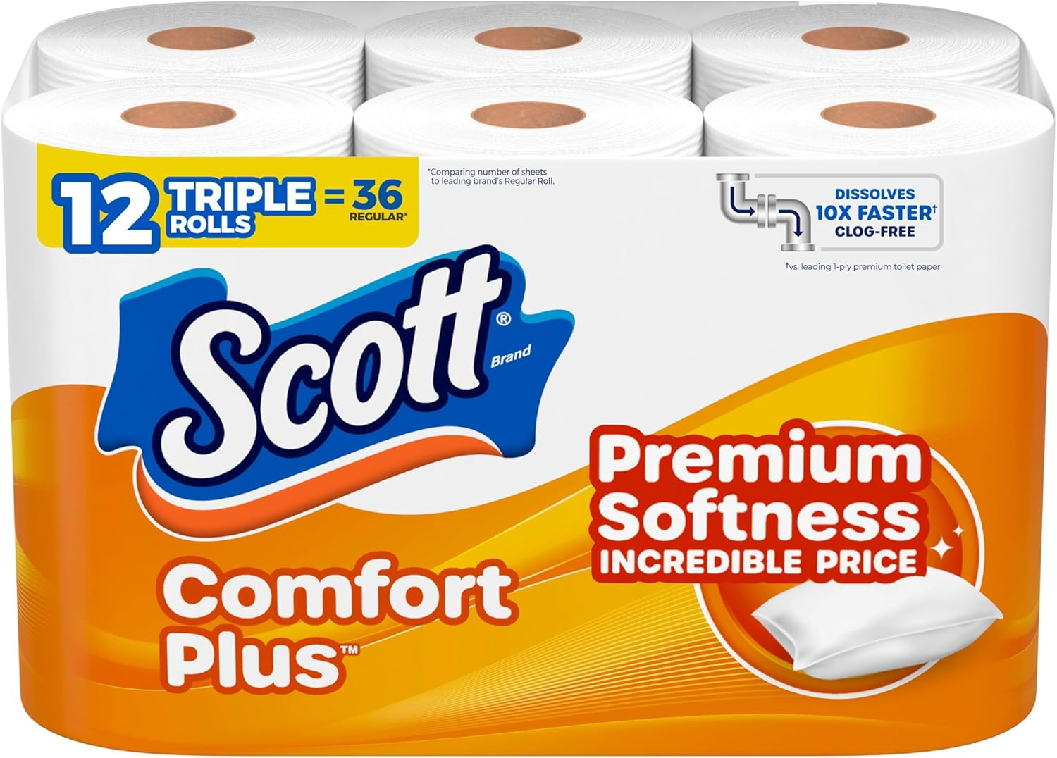 Comfortplus Toilet Paper 12 Triple Rolls 231 Sheets per Roll Septic-Safe