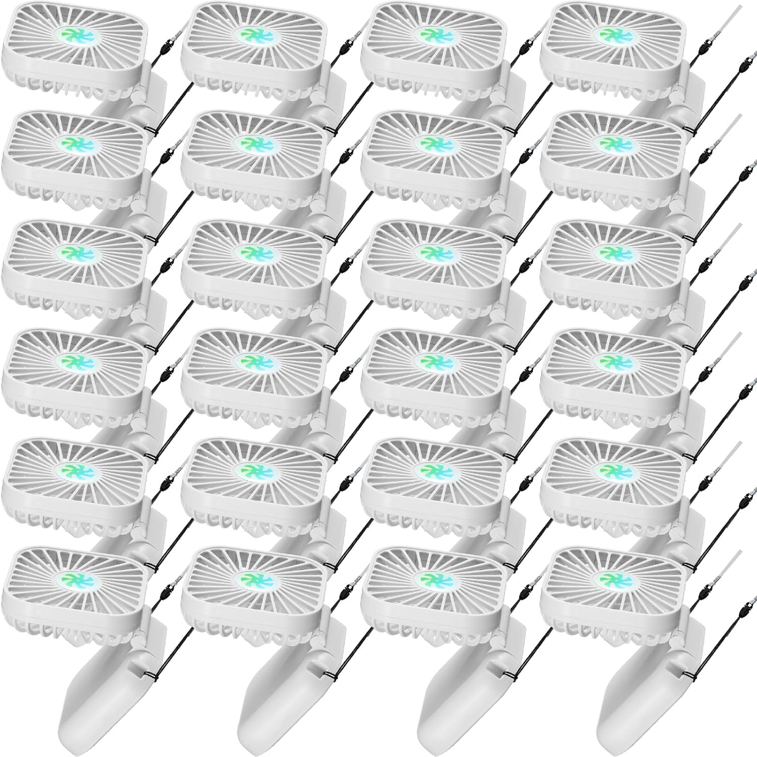 24 Pcs Necklace Fans Portable USB Rechargeable Battery 3 Speed Air Circulatory Handheld for Cooling Small Personal Hand Free Travel Office(White)