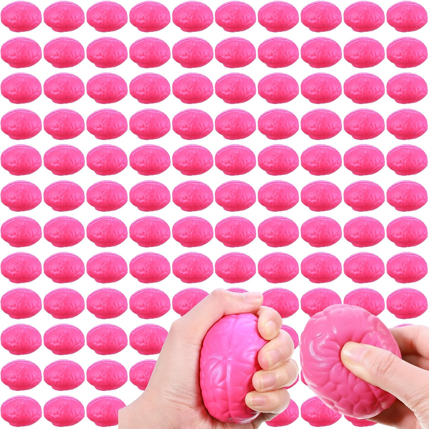 Skylety 100 Pcs Brain Balls Bulk Halloween Funny Toy, Pink, Medium