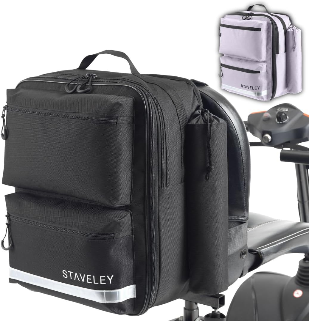 Staveley XL Expandable Shopping Bag for Mobility Scooter | Rear Seat Storage for Electric & Boot Models | Back of Seat Carrier (Black)